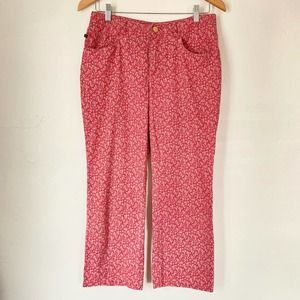 VTG Ralph Lauren 100% Cotton Red and White Floral Cropped Pants